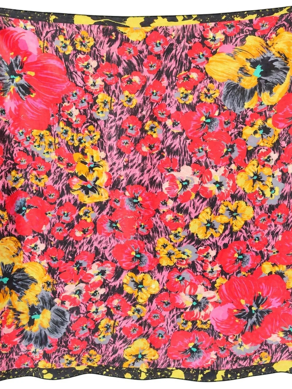 Vintage Kenzo Paris Oversized Mousseline Silk Poppy Floral Scarf Wrap 51x52
